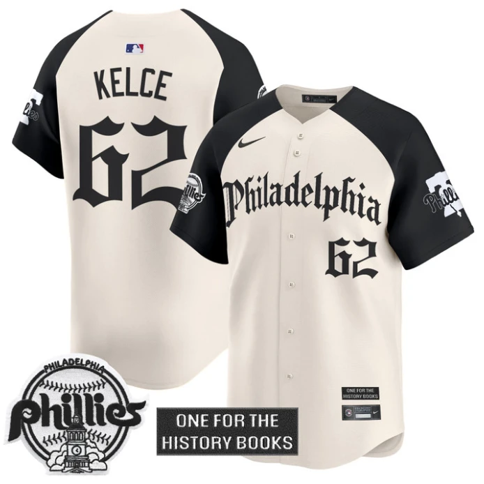 Jason Kelce Jersey #62 Phillies Retro Newspaper Edition Vapor Premier Limited Stitched Alternate by My Store