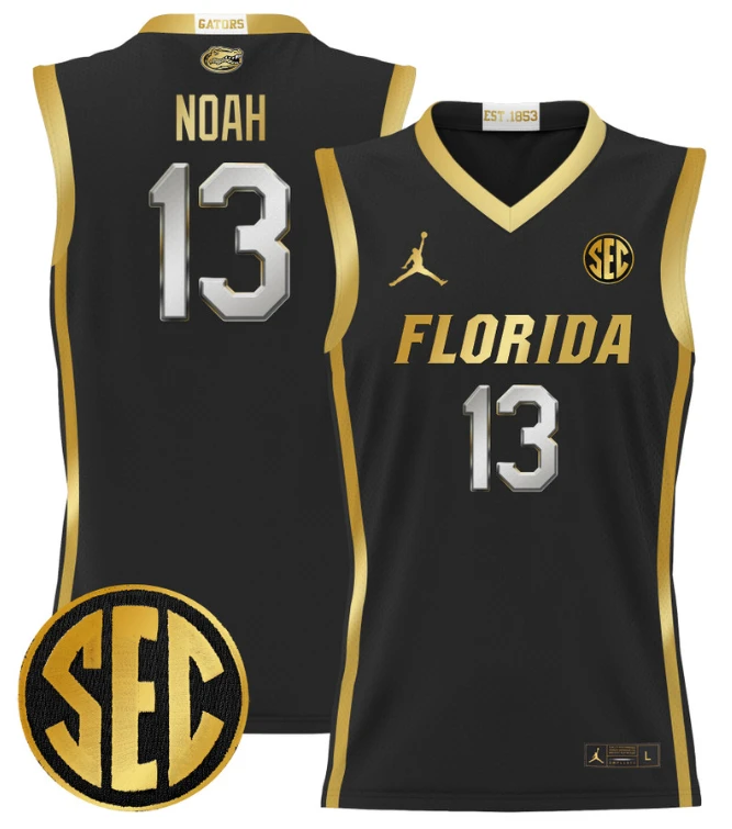 Joakim Noah Jersey #13 Florida Gators 2024 Lightweight Basketball Black Gold by My store basketball