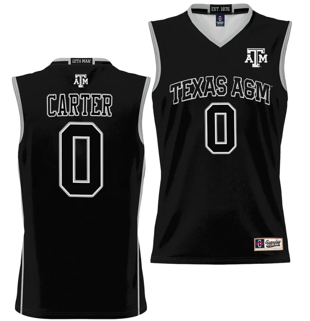 Jace Carter Jersey #0 Texas Aggies NIL College Basketball Jersey Lightweight Black by My store basketball