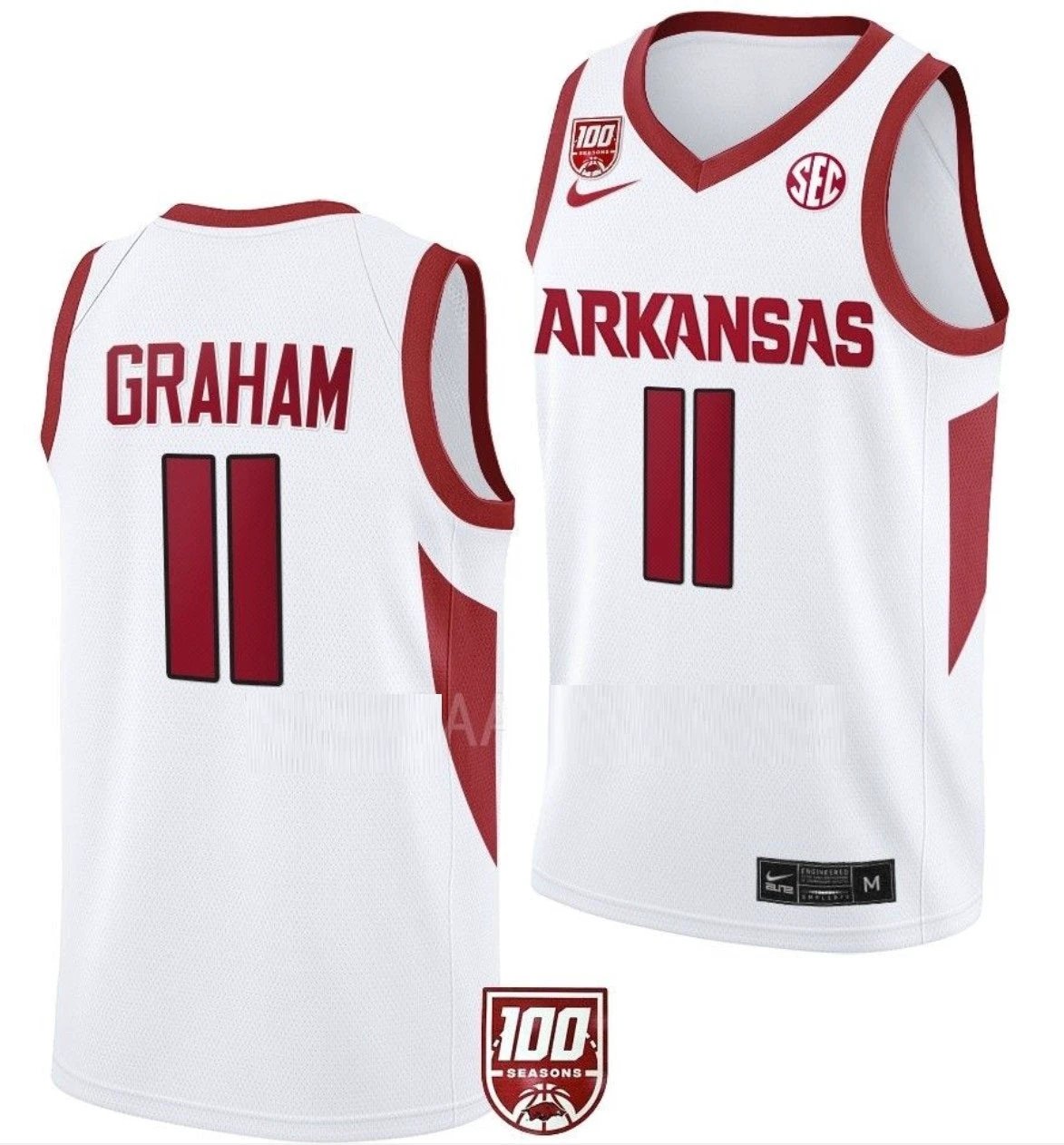 Jalen Graham Jersey Arkansas Razorbacks College Basketball 100 Season #11 by My store basketball