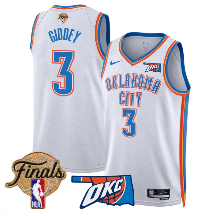 Josh Giddey Jersey # 3 Oklahoma City Thunder 2025 Finals Swingman Stitched Association by My store basketball