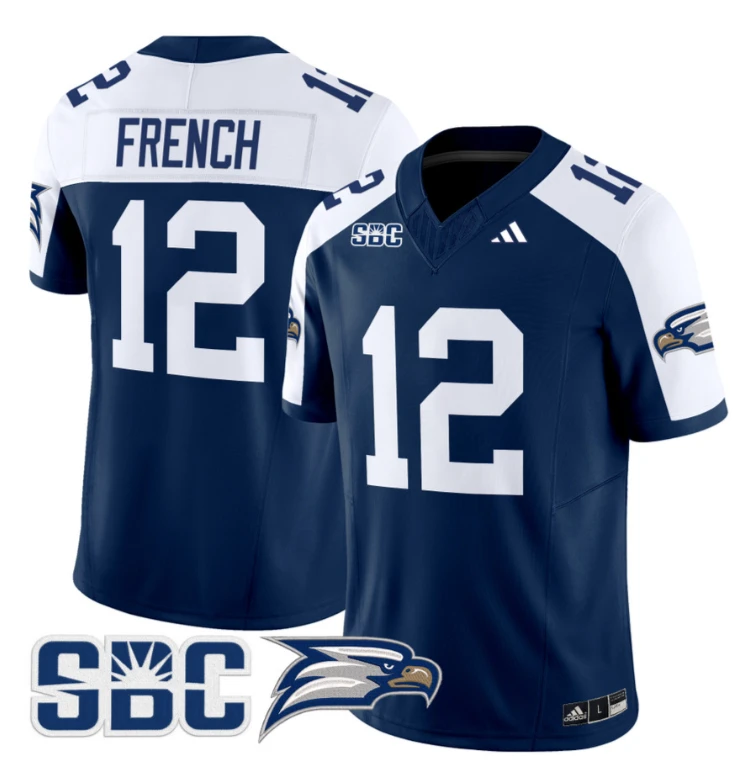 JC French Jersey #12 Georgia Southern Eagles 2024 Stitched Blue Alternate by NCAA Football Jersey
