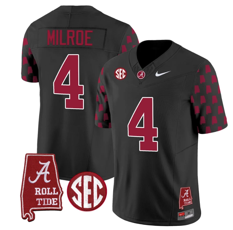 Jalen Milroe Jersey #4 Alabama Crimson Tide Vapor College Football Limited Stitched Black by My Store