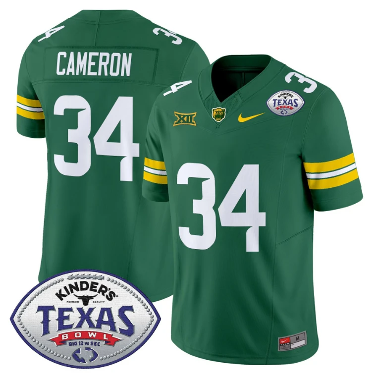 Josh Cameron Jersey #34 Baylor Bears 2024 Texas Bowl Football Stitched Green by NCAA Football Jersey