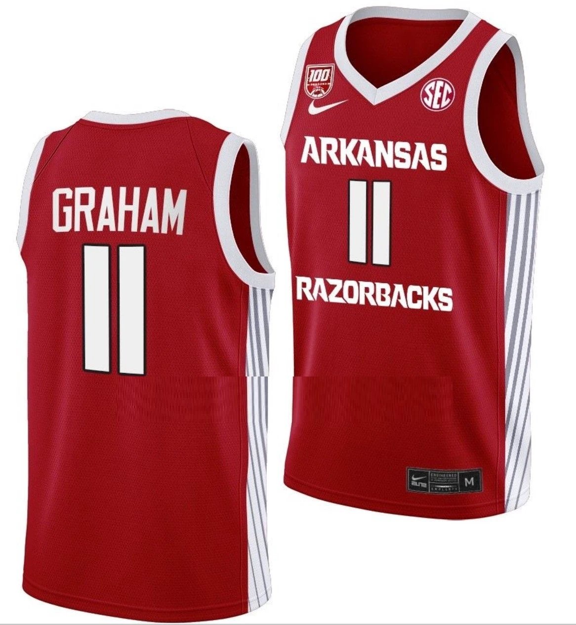 Jalen Graham Jersey Arkansas Razorbacks College Basketball 100 Season #11 by My store basketball