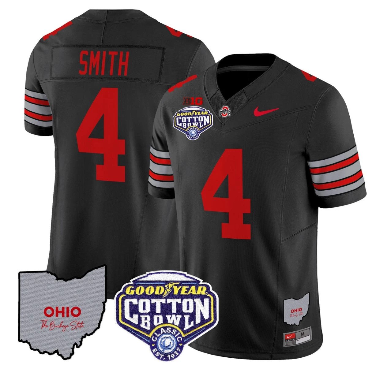 Jeremiah Smith Jersey #4 Ohio State Buckeyes Cotton Bowl Patch Stitched Black by My Store