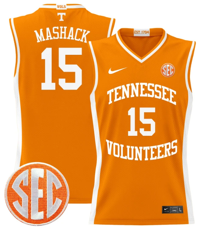 Jahmai Mashack Jersey #15 Tennessee Vols 2024 Lightweight Basketball Orange by My store basketball
