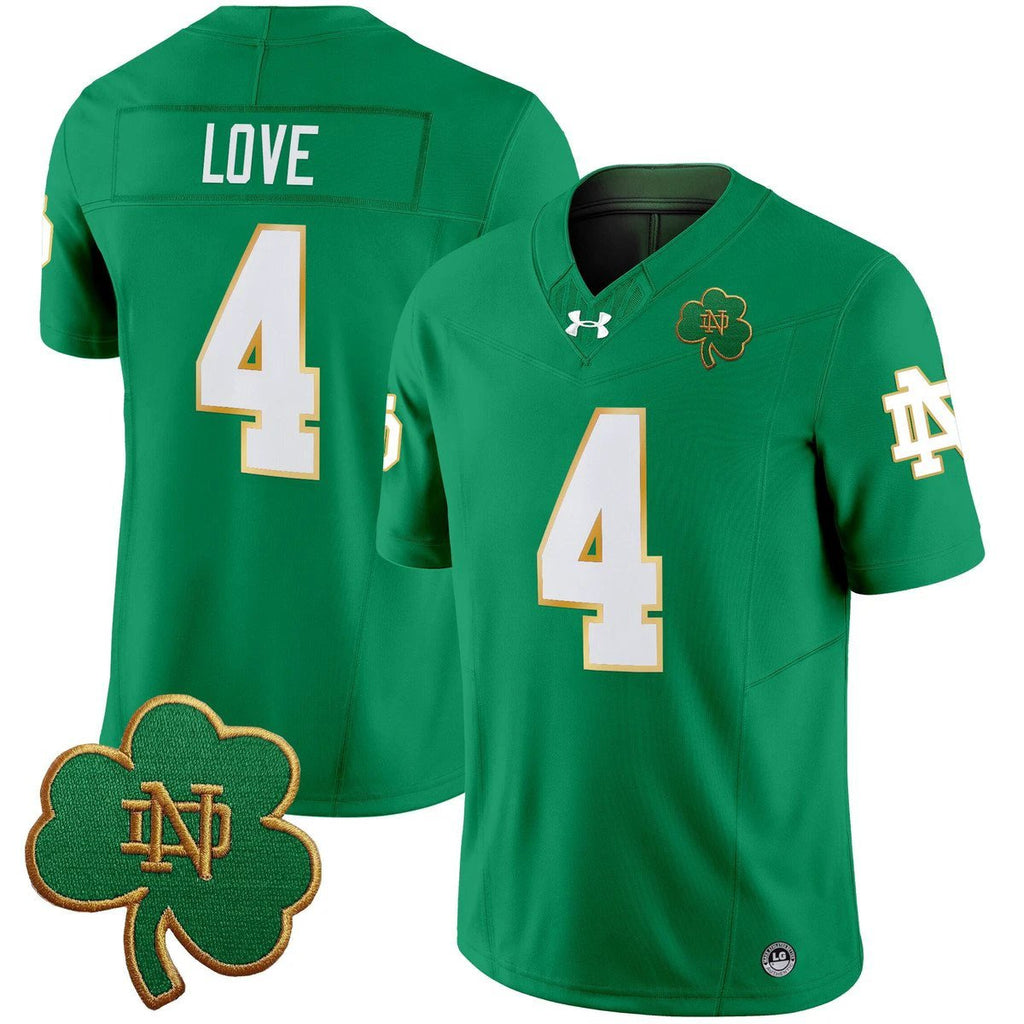 Jeremiyah Love Jersey #4 Notre Dame 2025 Vapor Limited V3 Stitched Green by My Store NCAA Football Jerseys