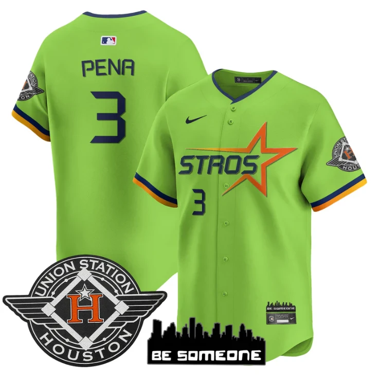 Jeremy Pena Jersey #3 Houston Astros 2025 City Connect Vapor Premier Limited Stitched Green by My Store