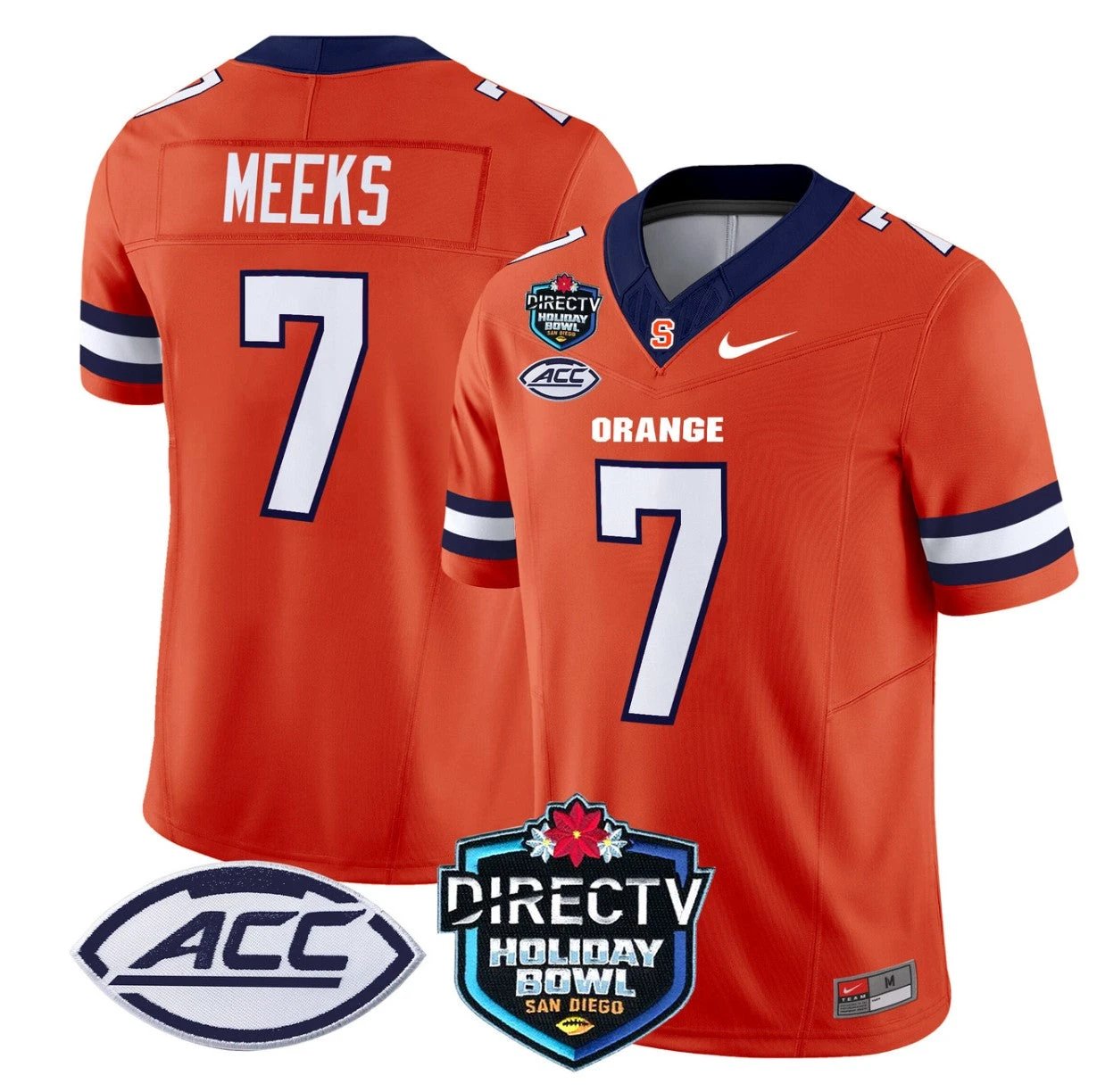 Jackson Meeks Jersey #7 Syracuse Orange 2025 Holiday Bowl Patch Orange by My Store