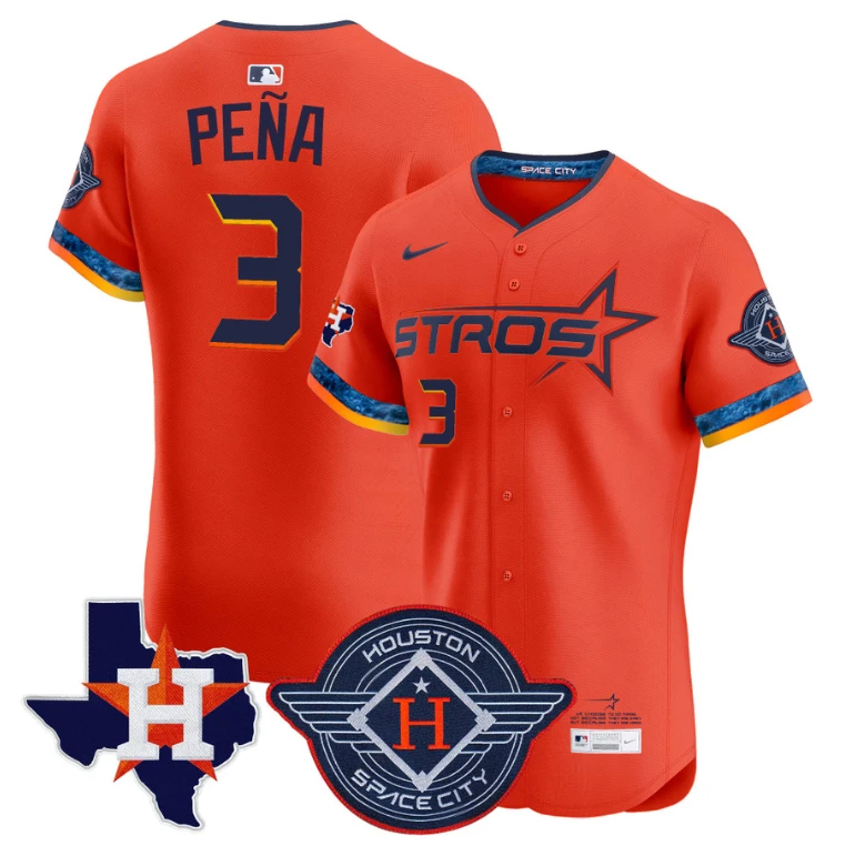 Jeremy Pena Jersey #3 Houston Astros 2025 City Connect Texas Patch Premier Elite Stitched Orange by My Store
