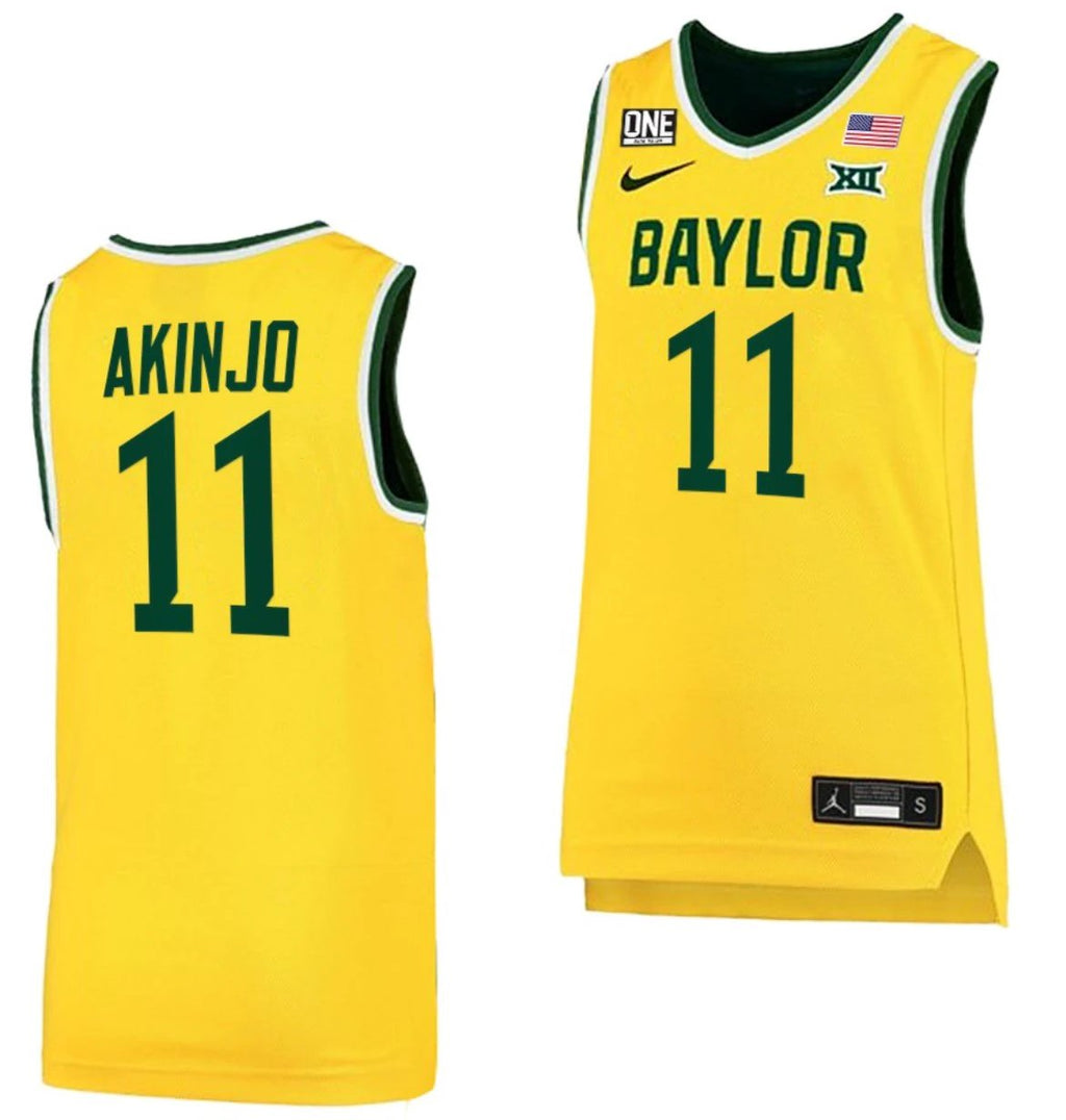 James Akinjo Jersey Baylor Bears College Basketball Replica Gold #11 by My store basketball