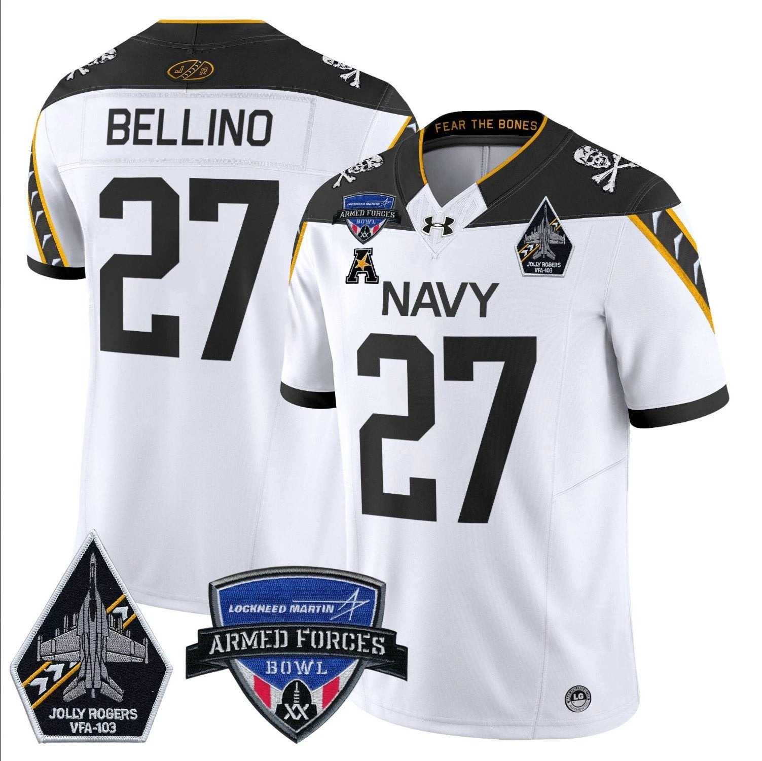 Joe Bellino Jersey #27 Navy Midshipmen 2025 Armed Forces Bowl Patch White by My Store