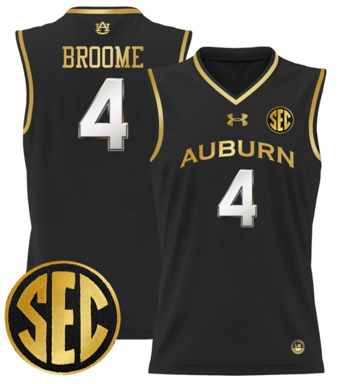 Johni Broome Jersey #4 Auburn Tigers 2024 Lightweight Basketball Black Gold by My store basketball