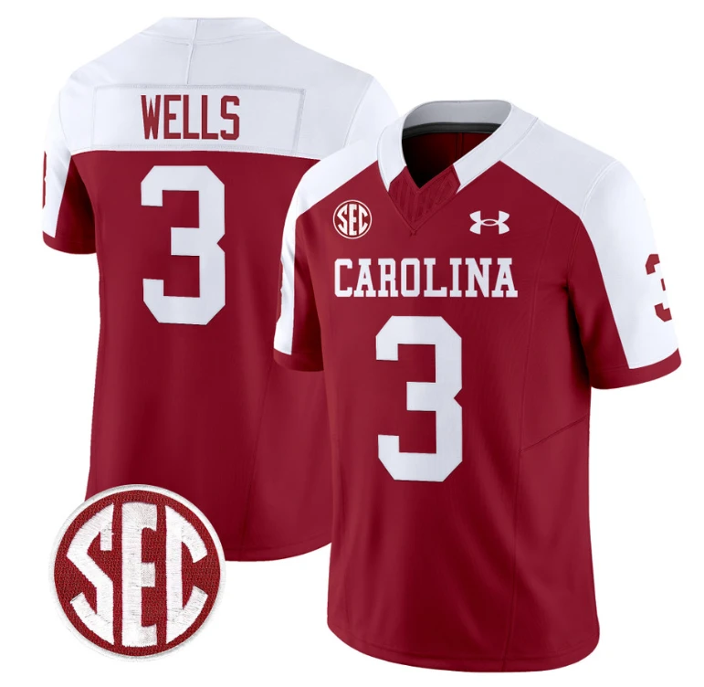 Juice Wells Jersey #3 South Carolina Gamecocks Football 1980 Throwback Vapor Limited SEC Patch Garnet Alternate by My Store