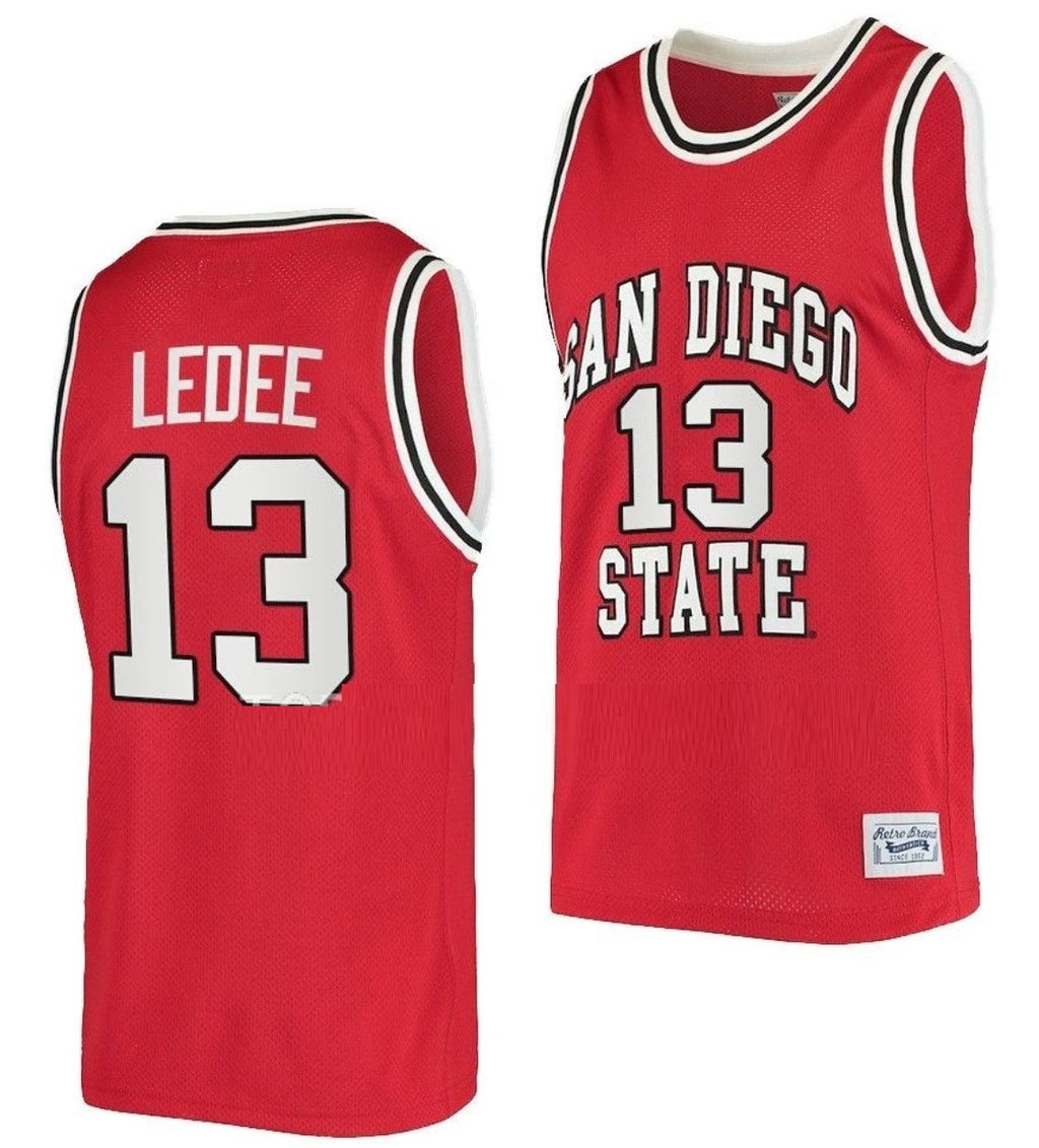 Jaedon LeDee Jersey San Diego State Aztecs College Basketball Red Retro #13 by My store basketball