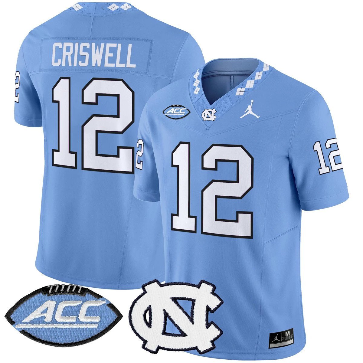 Jacolby Criswell Jersey #12 North Carolina Tar Heels 2025 Stitched Blue by My Store NCAA Football Jerseys
