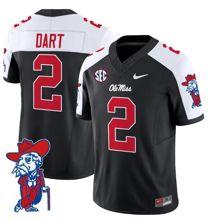 Jaxson Dart Jersey #2 Ole Miss Rebels Vapor Limited College Football Stitched Black Alternate by My Store
