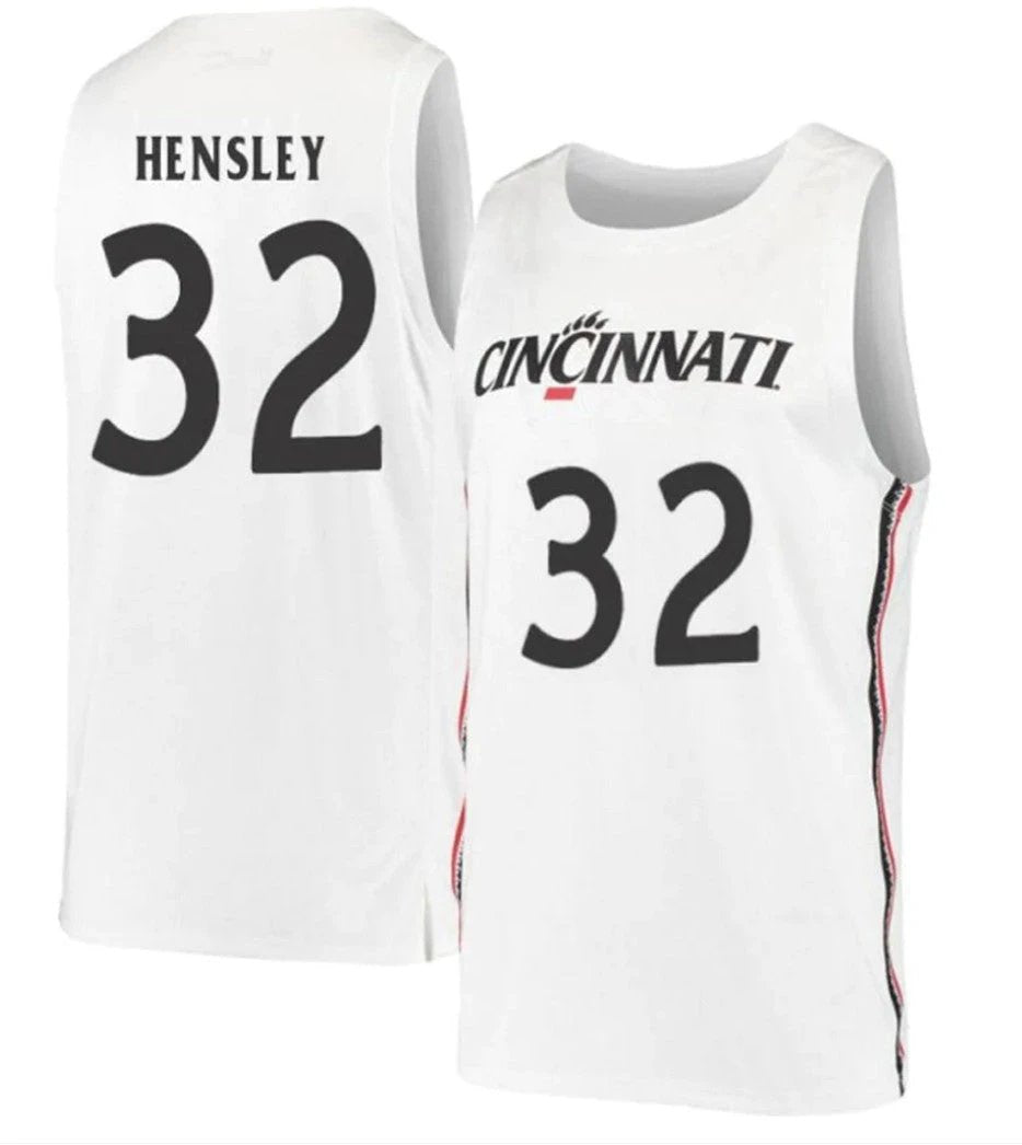 Jarrett Hensley Jersey Cincinnati Bearcats College Basketball White #32 by My store basketball