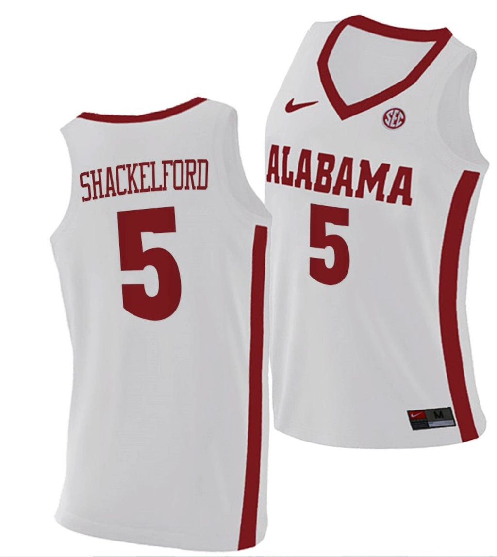 Jaden Shackelford Jersey Alabama Crimson Tide College Basketball Replica White #5 by My store basketball