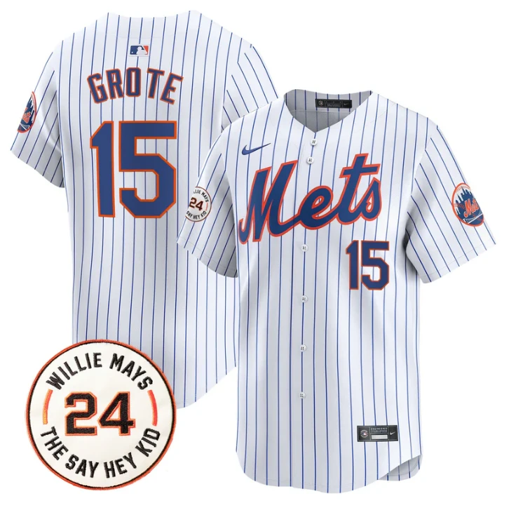 Jerry Grote Jersey #15 Mets Willie Mays Patch Vapor Premier Limited Stitched White by My Store