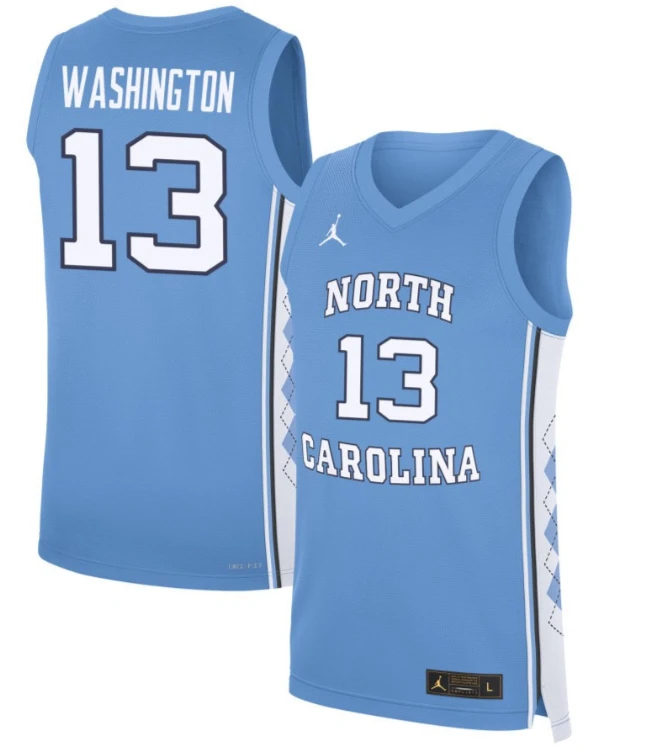 Jalen Washington Jersey #13 North Carolina Tar Heels Basketball Blue by My store basketball