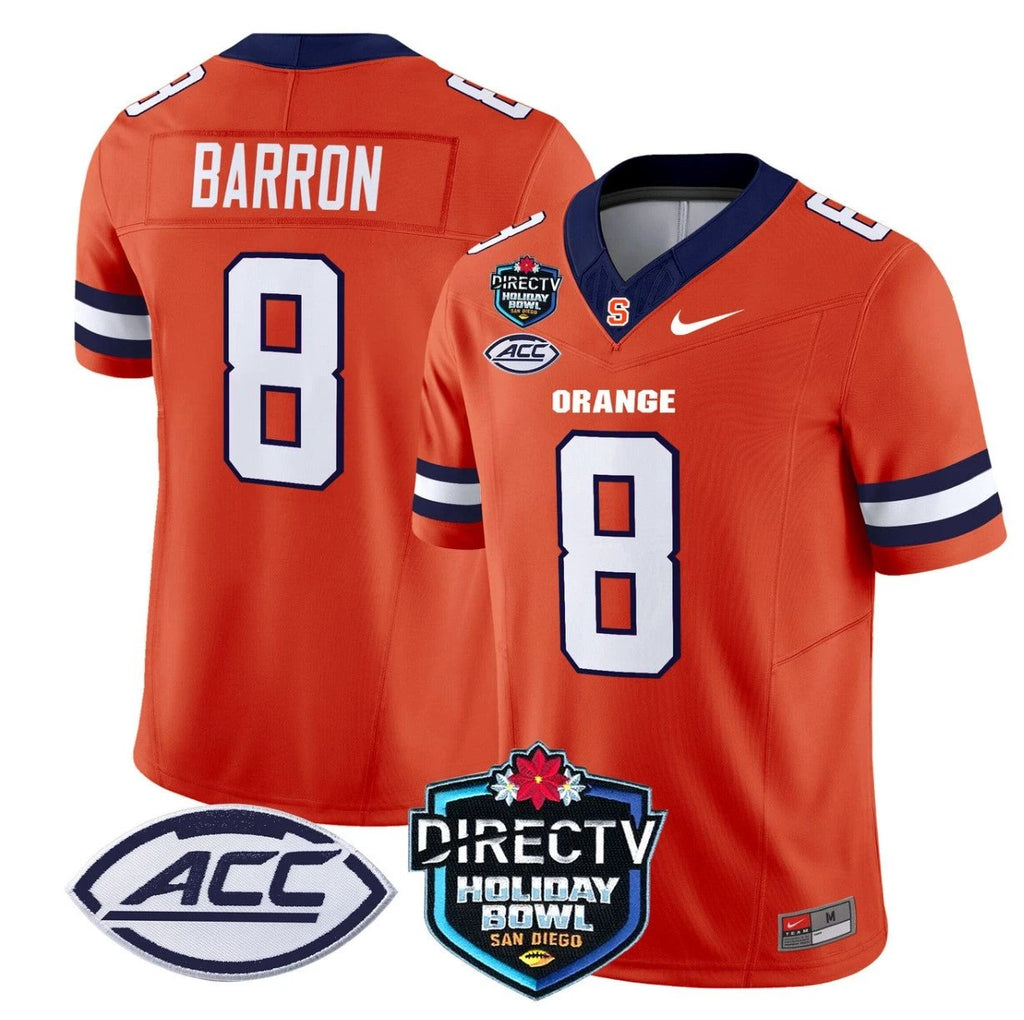 Justin Barron Jersey #8 Syracuse Orange 2025 Holiday Bowl Patch Orange by My Store
