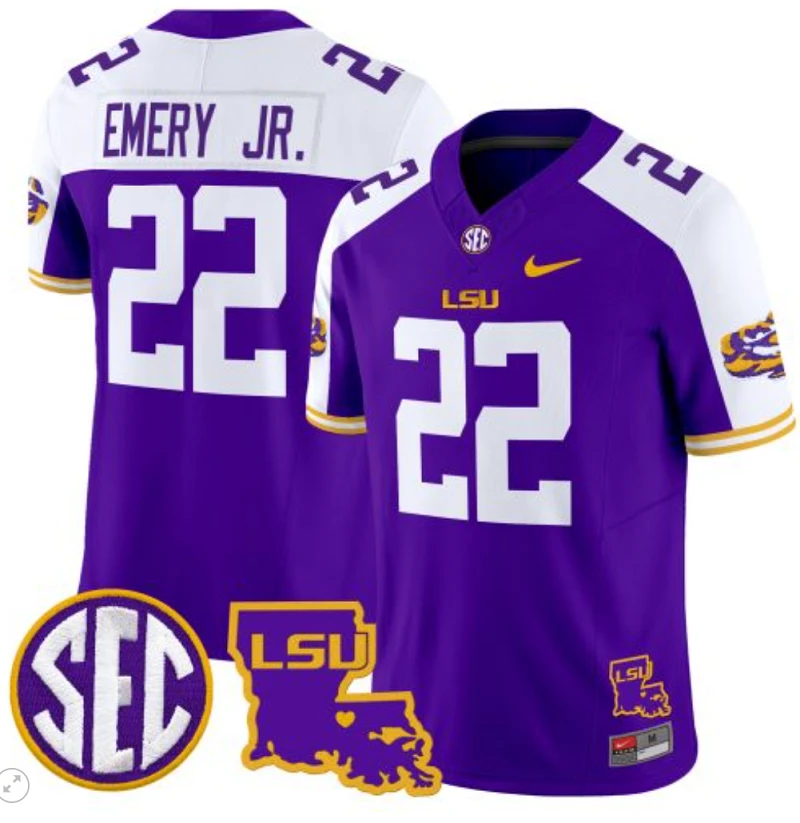 John Emery Jr Jersey #22 LSU Tigers 2024 Louisiana Patch Vapor Limited College Football Stitched Purple Alternate by My Store
