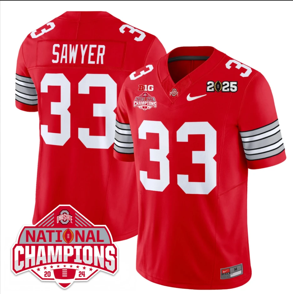 Jack Sawyer Jersey #33 Ohio State 2025 CFP Patch National Champions by My Store NCAA Football Jerseys