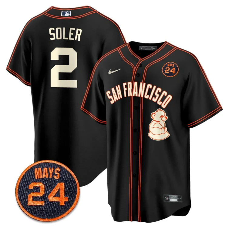 Jorge Soler Jersey #2 San Francisco Giants #24 Willie Mays Patch 2024 Vapor Premier Black Limited by My Store