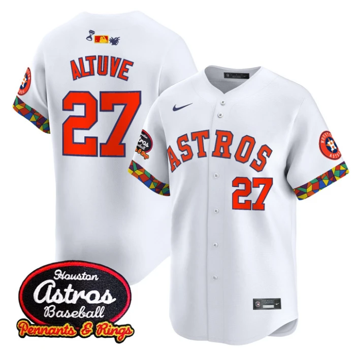 José Altuve Jersey #27 Houston Astros x El Tiempo Cantina Vapor Premier Limited Stitched White by My Store