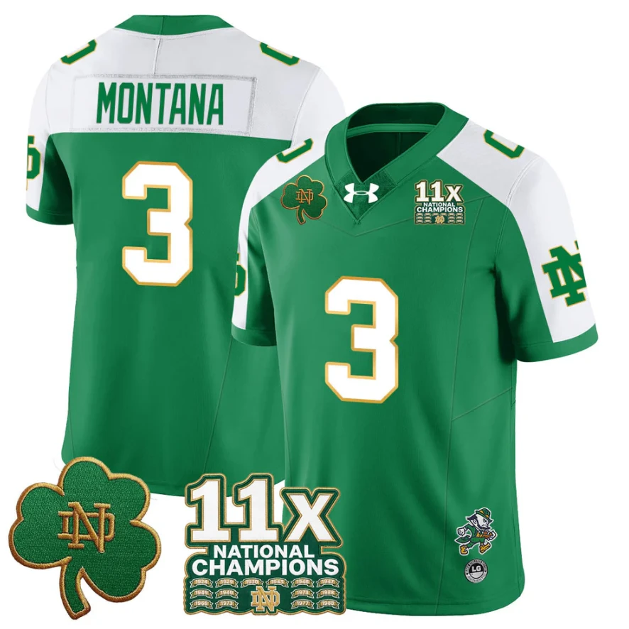 Joe Montana Jersey #3 Notre Dame 11x-Time National Champions Stitched by My Store NCAA Football Jerseys