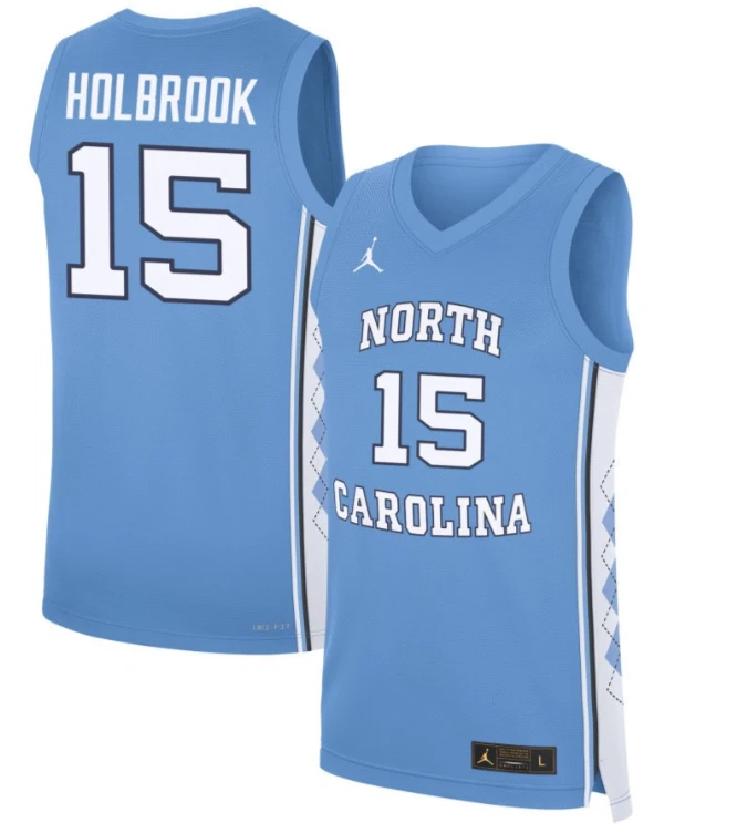 John Holbrook Jersey #15 North Carolina Tar Heels Basketball Blue by My store basketball
