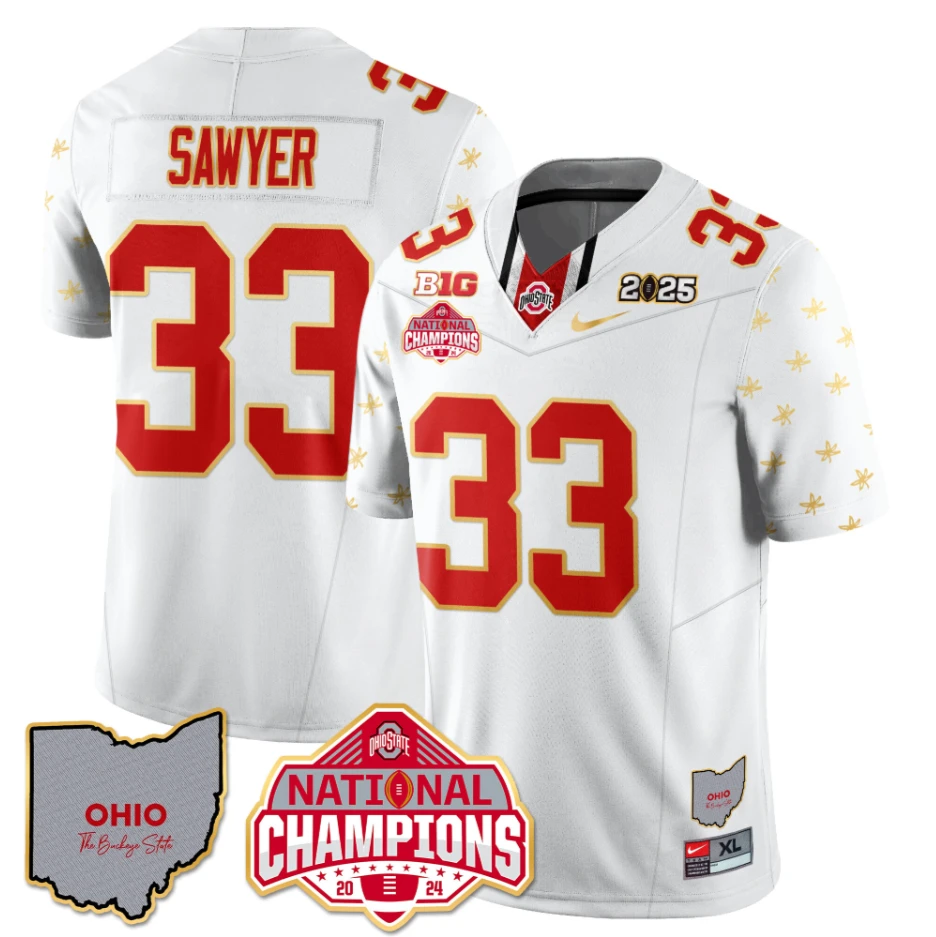 Jack Sawyer Jersey #33 Ohio State National Champions 2025 Patch White Limited by My Store