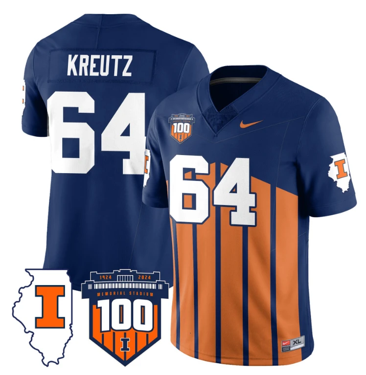 Josh Kreutz Jersey #64 Illinois Fighting Vapor Limited College Football Stitched Throwback by My Store