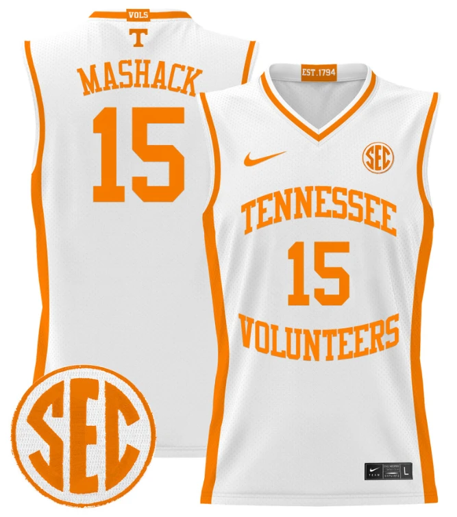 Jahmai Mashack Jersey #15 Tennessee Vols 2024 Lightweight Basketball White by My store basketball