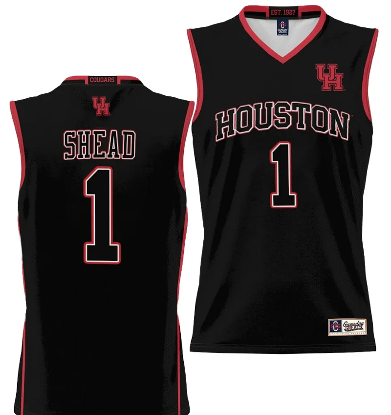 Jamal Shead Jersey #1 Houston Cougars NIL College Basketball Lightweight Black by My store basketball