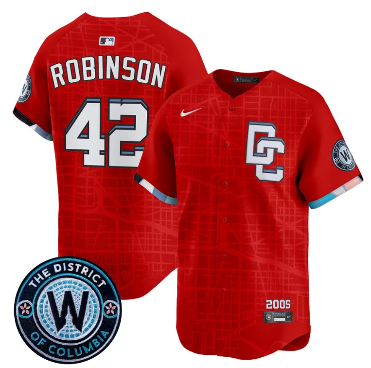 Jackie Robinson Jersey #42 Washington Nationals 2025 City Connect Premier Limited Stitched Red by My Store