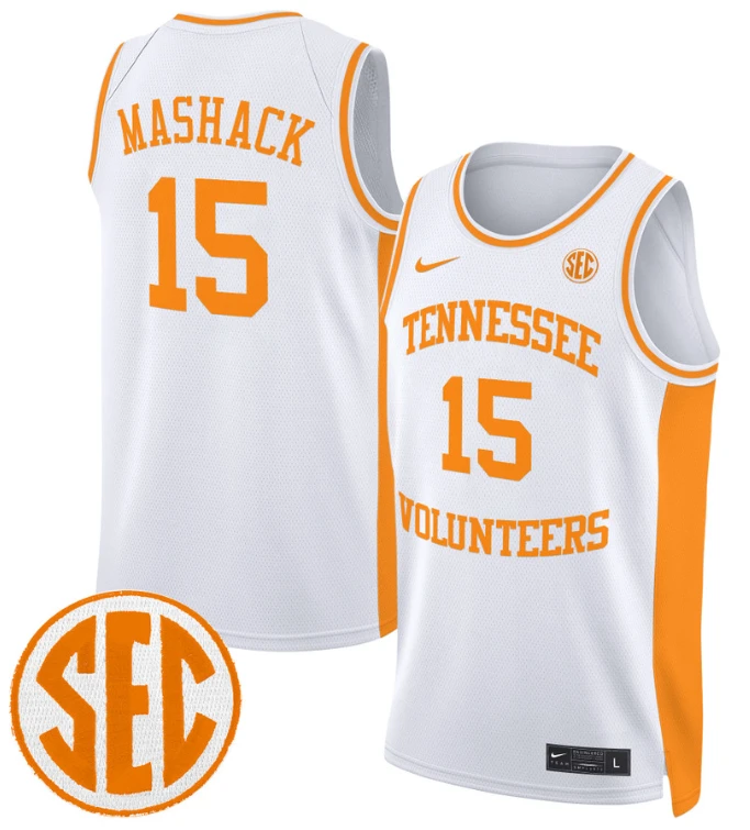 Jahmai Mashack Jersey #15 Tennessee Vols 2024 Swingman Basketball White by My store basketball
