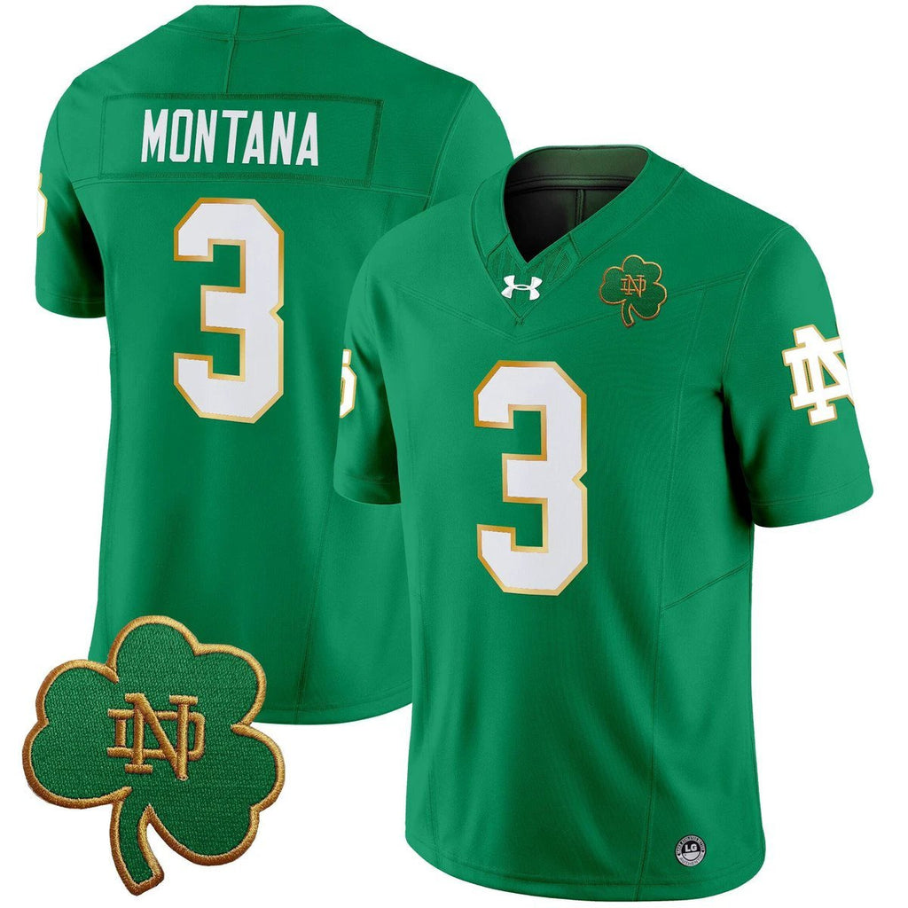 Joe Montana Jersey #3 Notre Dame 2025 Vapor Limited V3 Stitched Green by My Store NCAA Football Jerseys