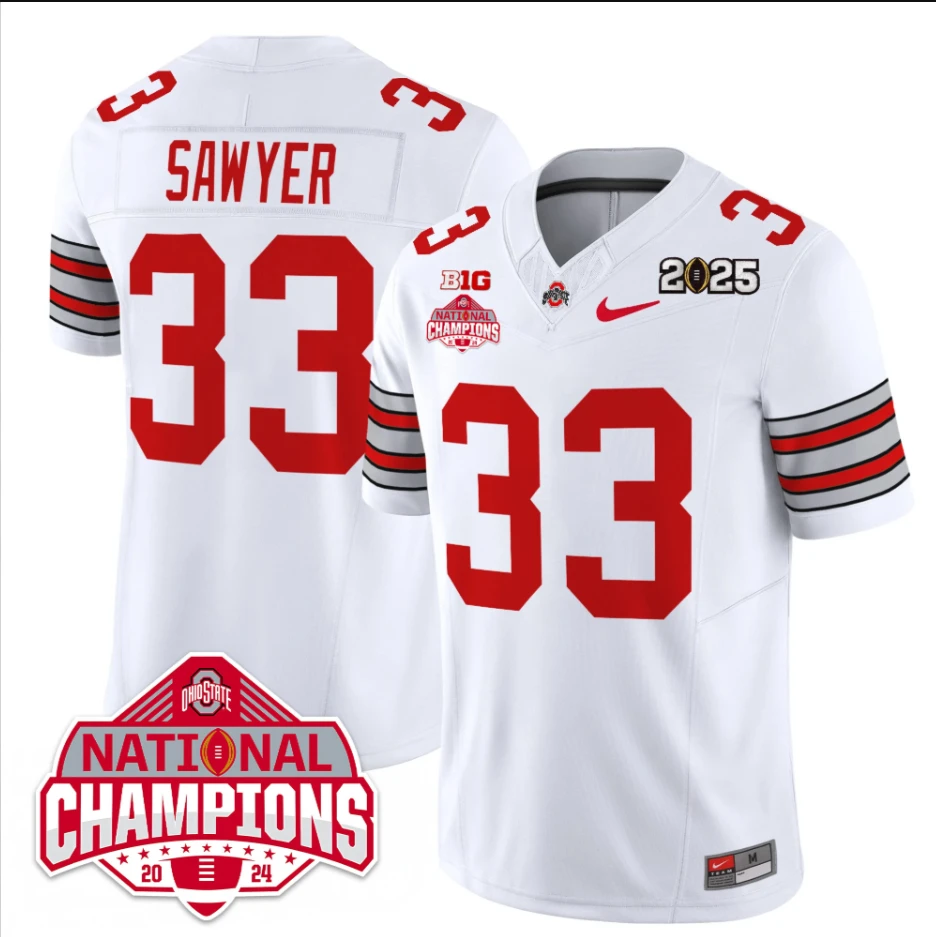 Jack Sawyer Jersey #33 Ohio State 2025 CFP Patch National Champions White by My Store