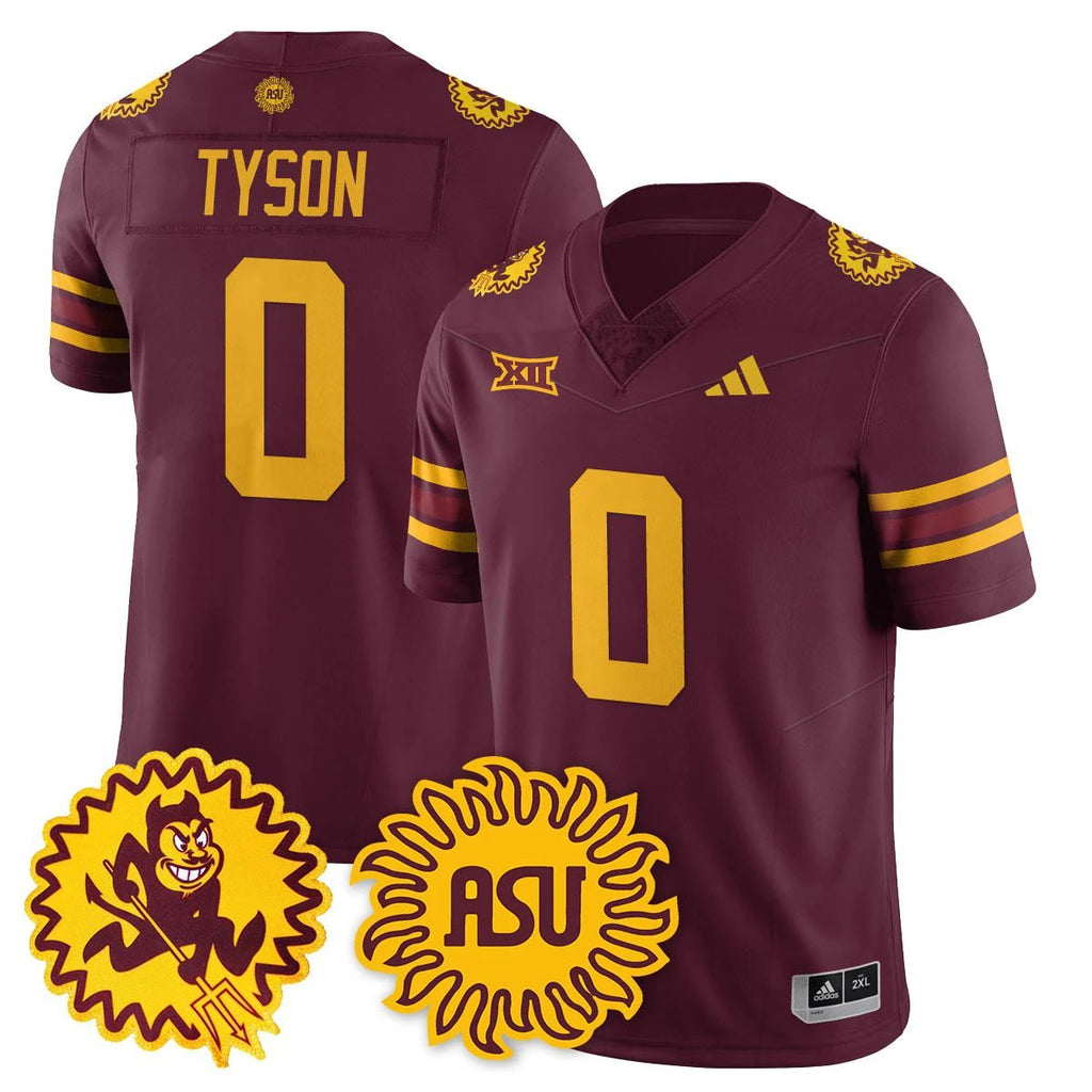 Jordyn Tyson Jersey #0 Arizona State Sun Devils 1975 Throwback Stitched Maroon by My Store NCAA Football Jerseys