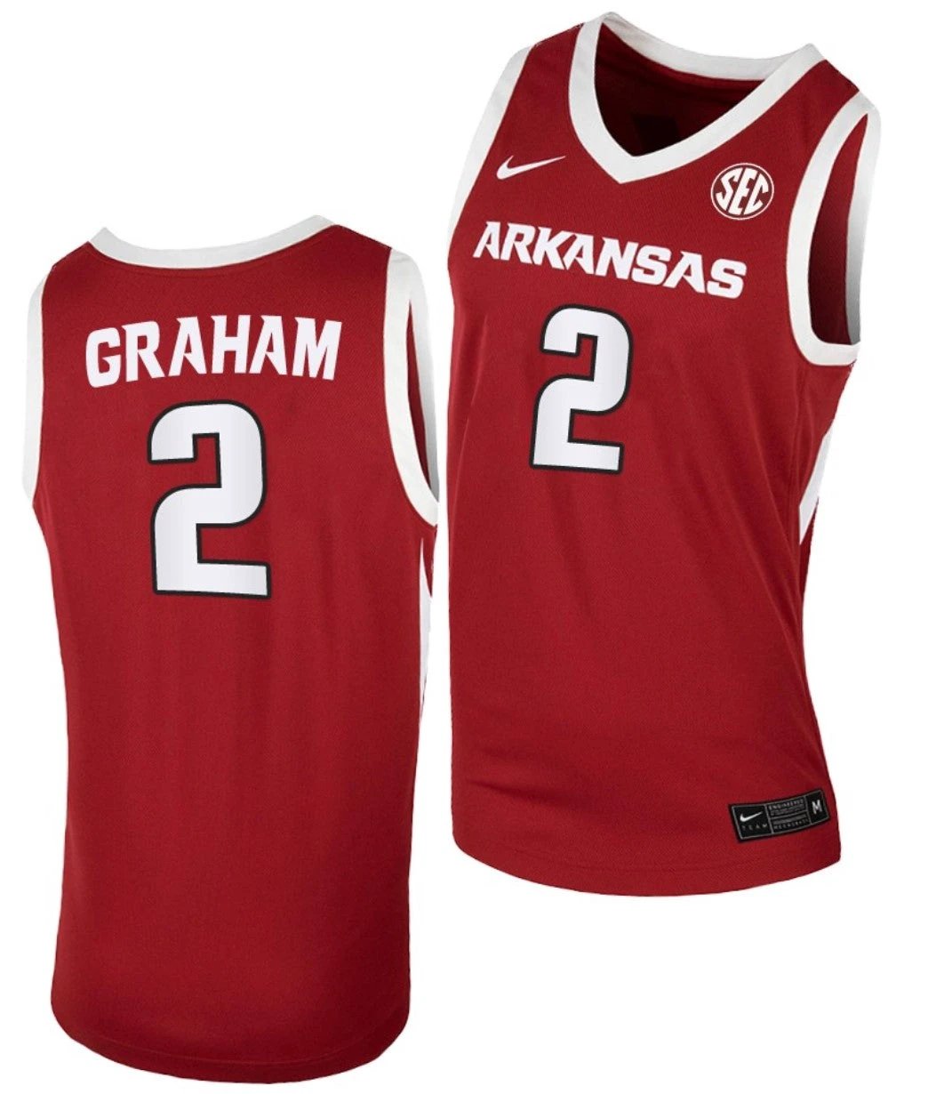 Jalen Graham Jersey Arkansas Razorbacks College Basketball #2 by My store basketball