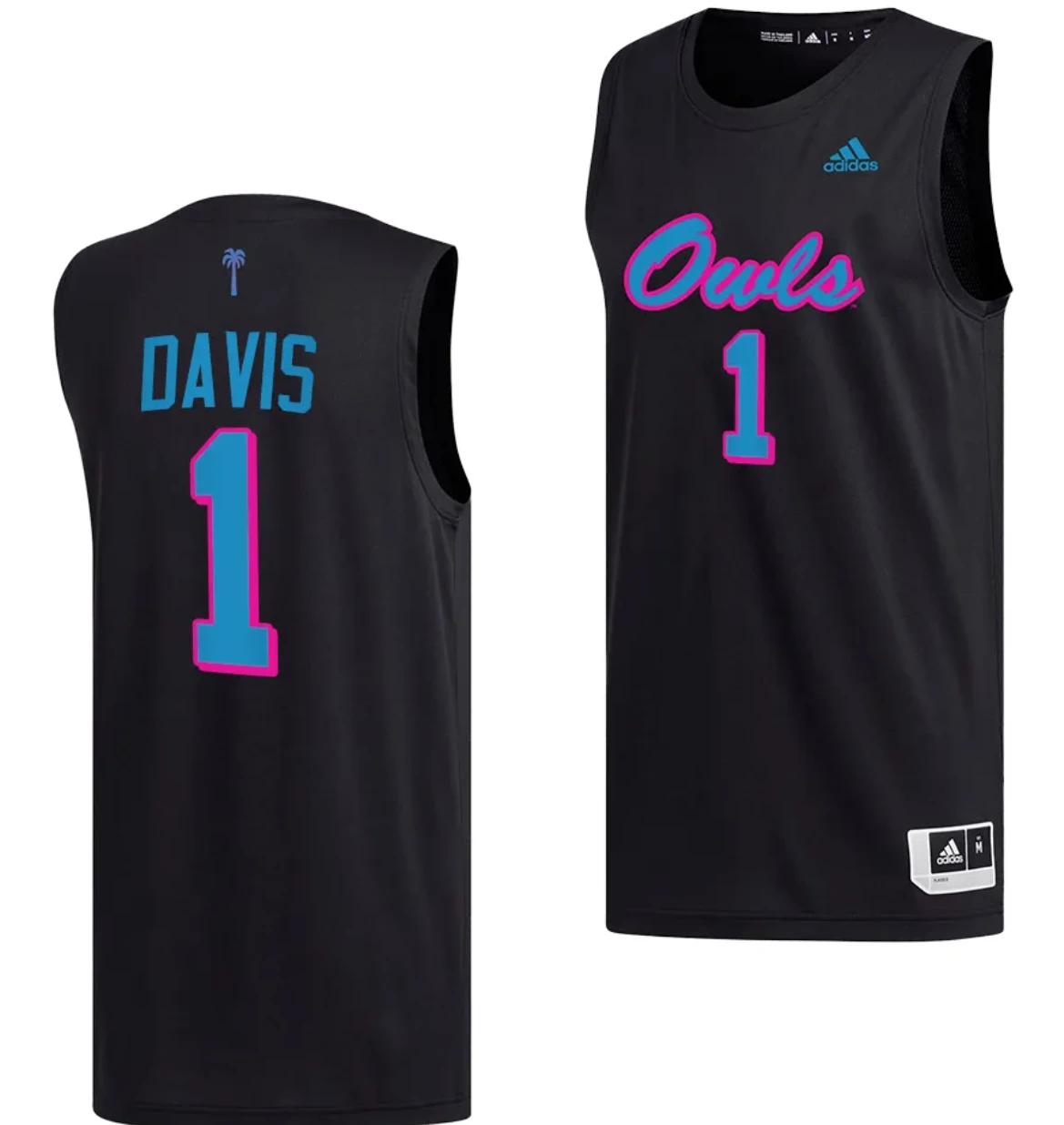 Johnell Davis Jersey #1 FAU Owls College Basketball Replica Black by My store basketball
