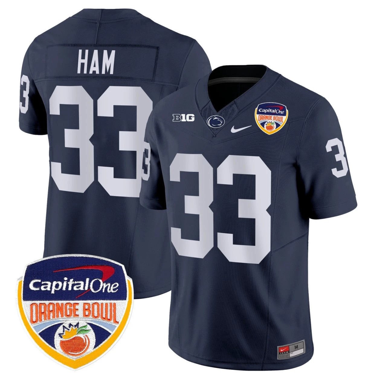 Jack Ham Jersey #33 Penn State Orange Bowl Patch Stitched Navy by NCAA Football Jersey