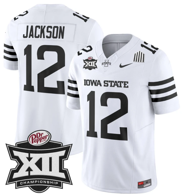 Jaylon Jackson Jersey #12 Iowa State 2024 Championship Patch Vapor White Limited by My Store