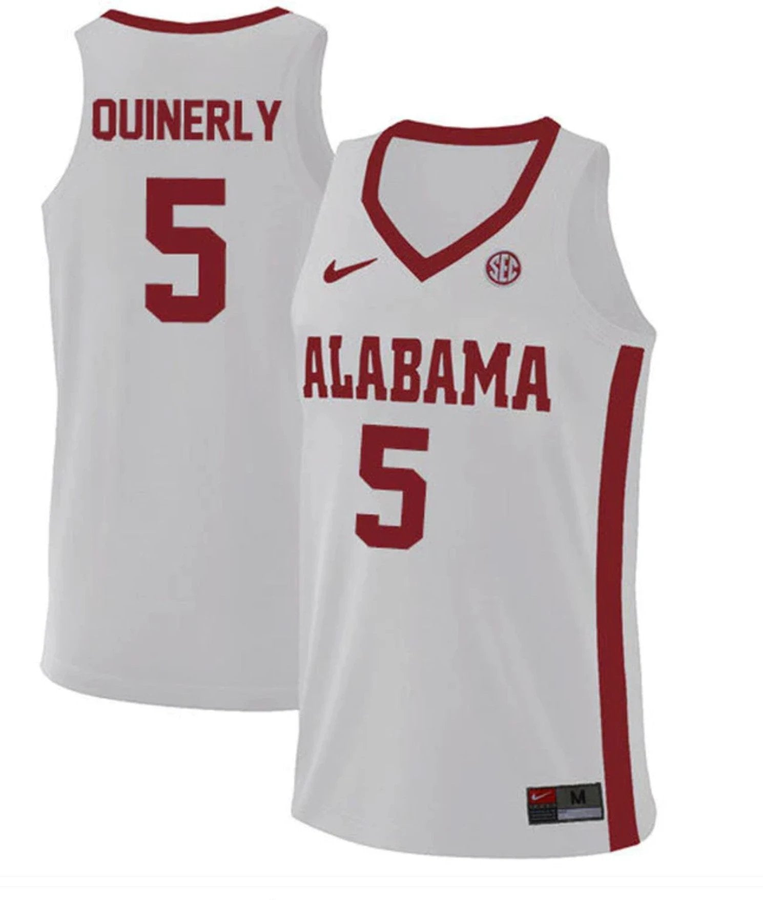 Jahvon Quinerly Jersey Alabama Crimson Tide College Basketball Replica White #5 by My store basketball