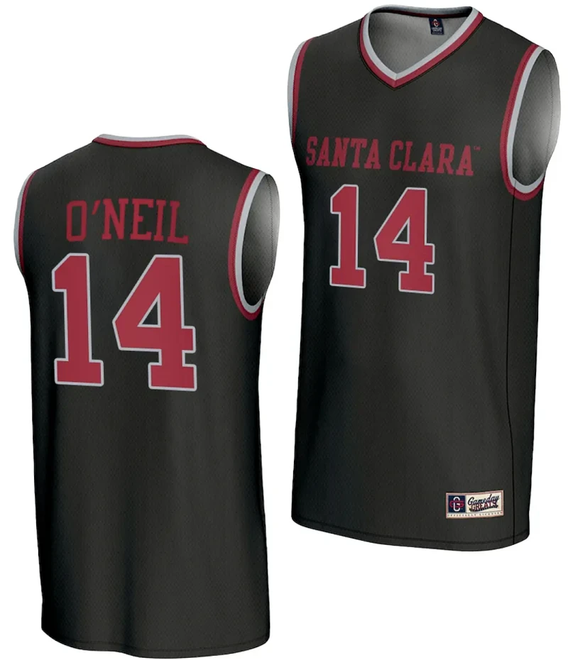 Johnny O'Neil Jersey #14 Santa Clara Broncos Basketball NIL Lightweight Black by My store basketball