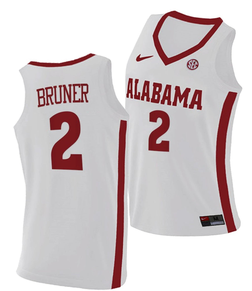 Jordan Bruner Jersey Alabama Crimson Tide College Basketball Replica White #2 by My store basketball