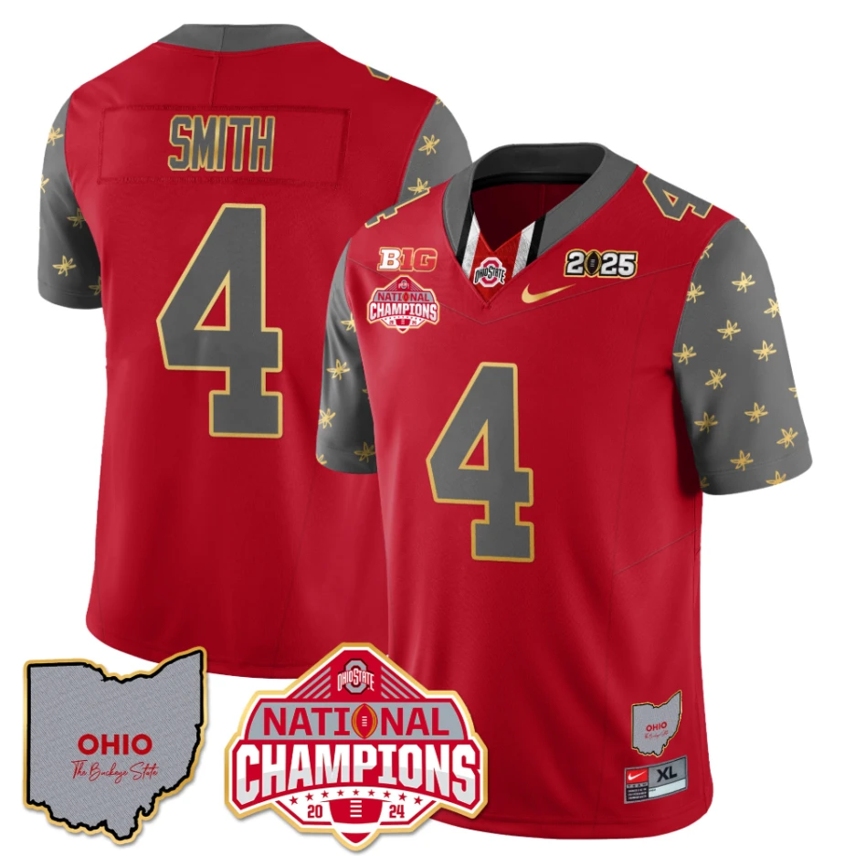 Jeremiah Smith Jersey #4 Ohio State National Champions 2025 Patch by My Store NCAA Football Jerseys